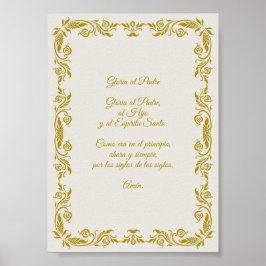 Póster Gloria al Padre con detalles Botánicos Dorados