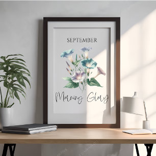 Póster Gloria matutina floral del mes de nacimiento de se
