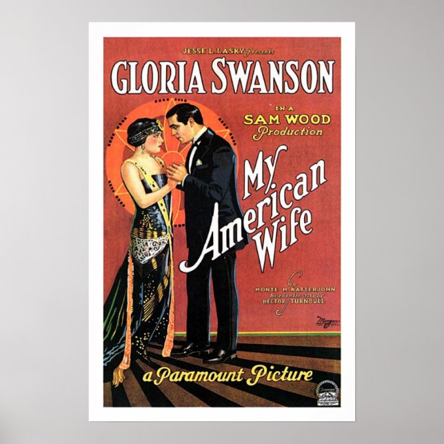 Póster Gloria Swanson Mi Poster de cine estadounidense (Frente)