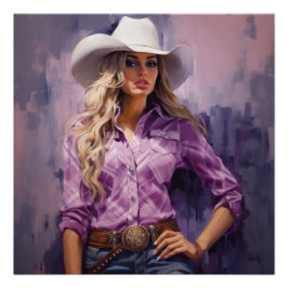 Póster Glorioso Gingham: Cowgirl Wall Art