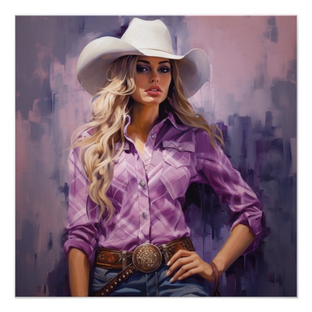 Póster Glorioso Gingham: Cowgirl Wall Art (Anverso)