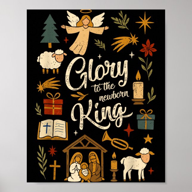 Póster Glory To The Newborn King Christmas Nativity Scene (Frente)