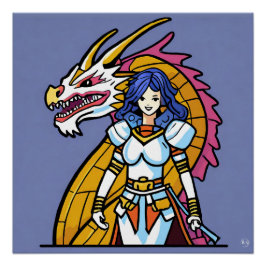 Poster Glosófico De Knight Y Dragon