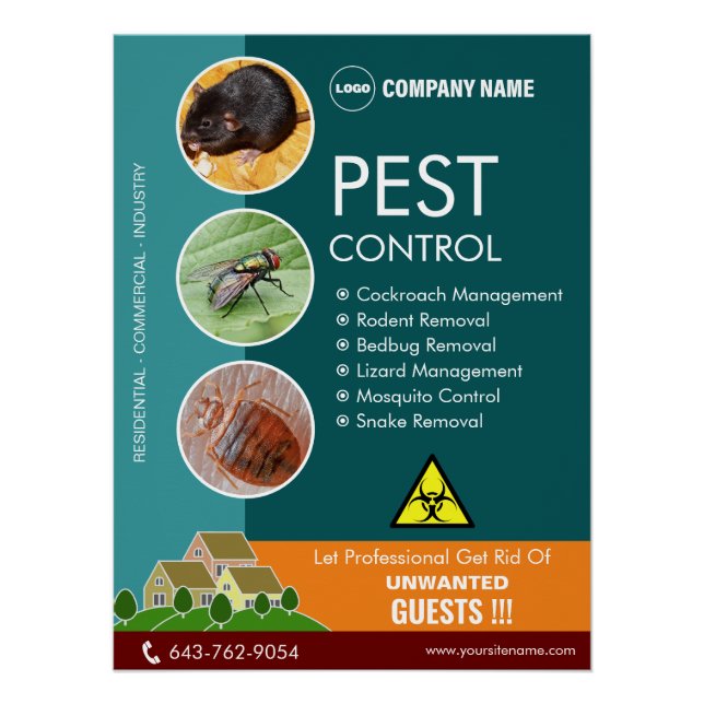 Poster Glosófico Editable de Control de Plagas (Anverso)