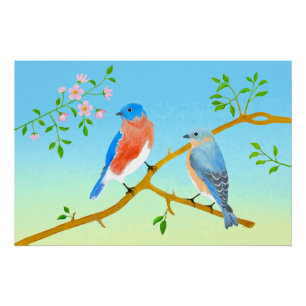 Poster Glossy Bluebirds