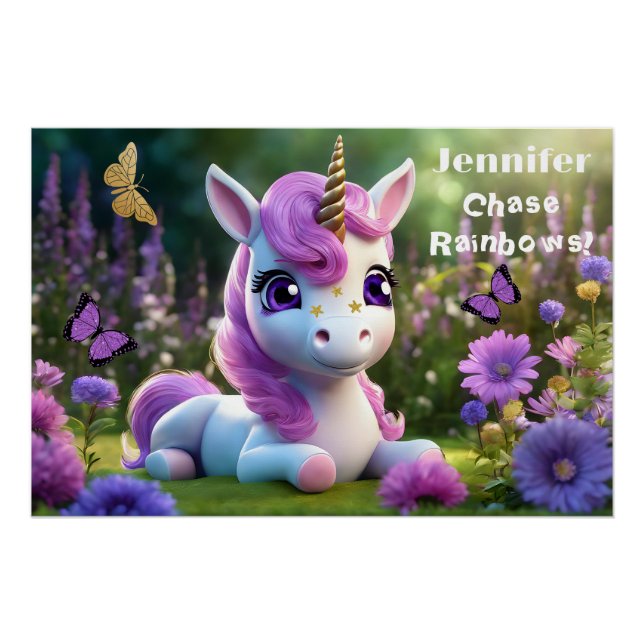 Poster Glossy Cute Unicorn (Anverso)