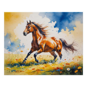 Poster Glossy de caballo Meadow   Arte mural