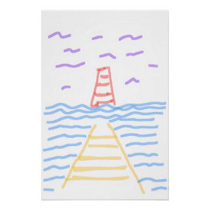 Poster Glossy de muelle y faro
