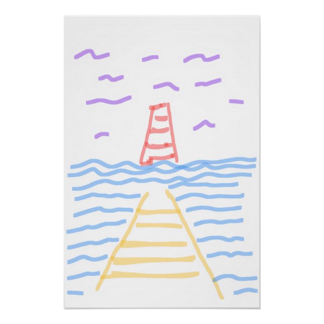 Poster Glossy de muelle y faro (Anverso)