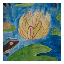 Poster Glossy de ranas y lirios