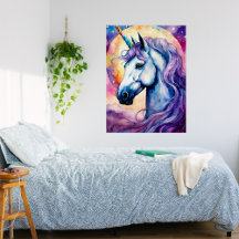 Poster Glossy de Unicornio púrpura cósmico
