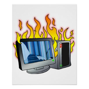 Poster Glossy de zazzle con incendio informático