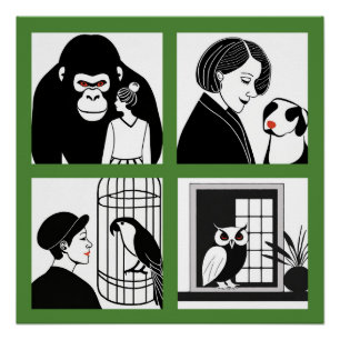Poster Glossy del Cuarteto de Animales