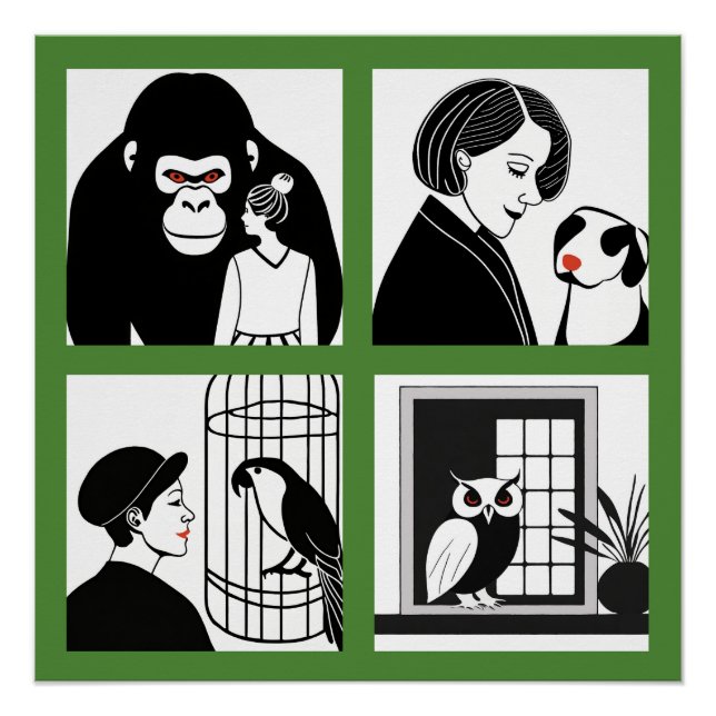 Poster Glossy del Cuarteto de Animales (Anverso)