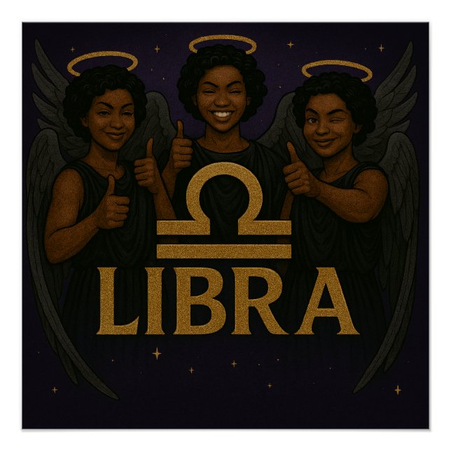 Poster Glossy Libra Black Angel Zodiac (Anverso)