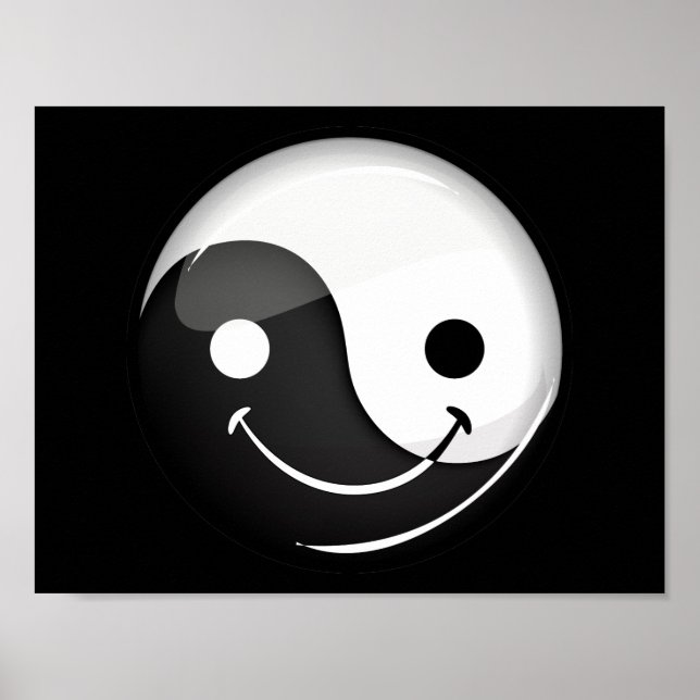 Póster Glossy Round Smiling Yin Yang Symbol (Frente)