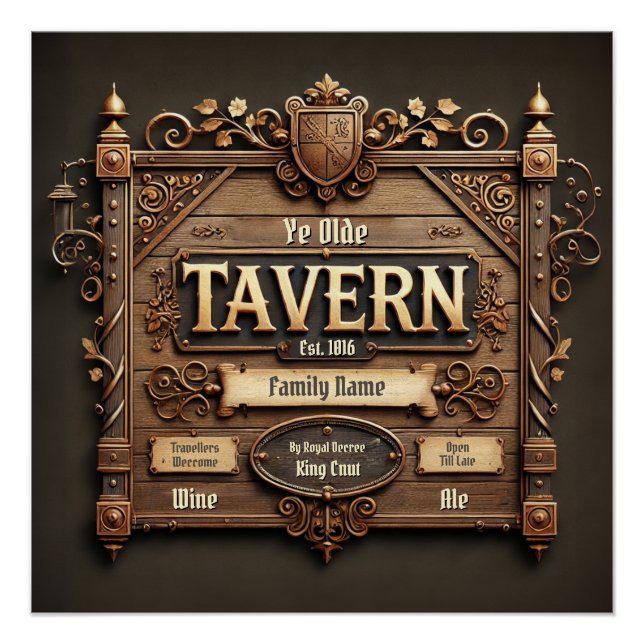 Poster Glossy Tavern Medieval personalizable (Anverso)
