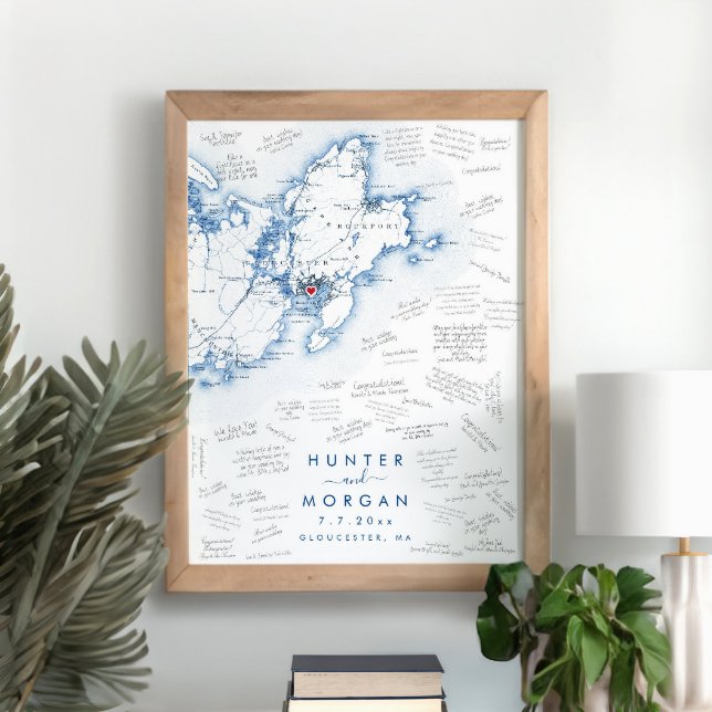Póster Gloucester MAMÁES Boda Poster del libro de huésped (This Gloucester MA guest book poster is perfect for your Cape Ann destination wedding)