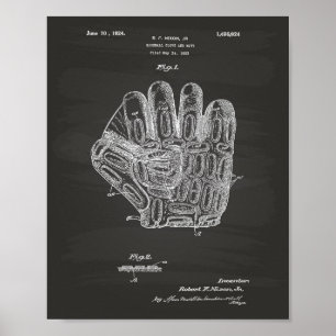 Póster Glove de béisbol 1924 Patent Art - Chalkboard