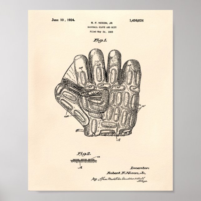 Póster Glove De Béisbol 1924 Patent Art - Old Peper (Frente)