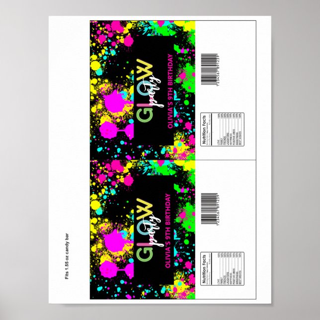 Póster Glow birthday party (Frente)