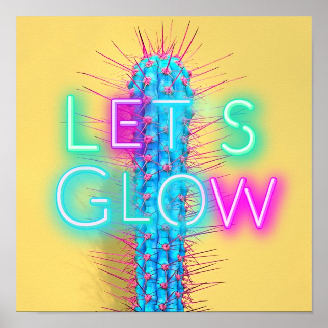 Póster GLOW Neon Cactus Funky Festival de Fiesta (Frente)