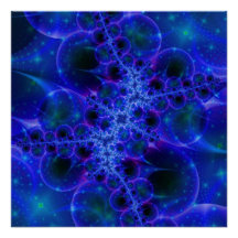 Glow Stars | Arte fractal azul y blanco