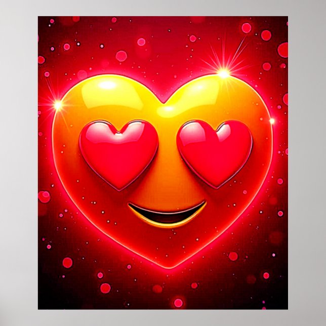 Póster Glowing Heart Eyes Emotion (Frente)
