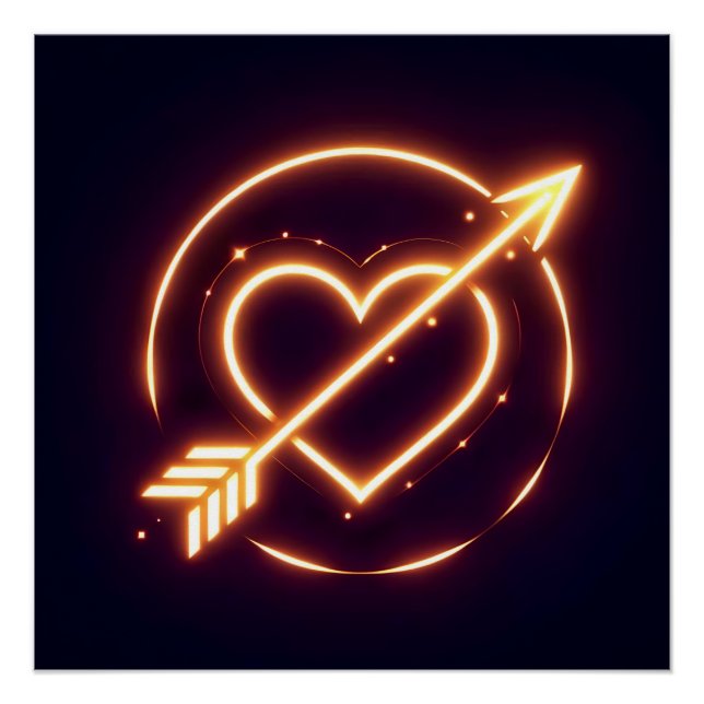 Póster glowing image of a heart with cupid's arrow (Anverso)