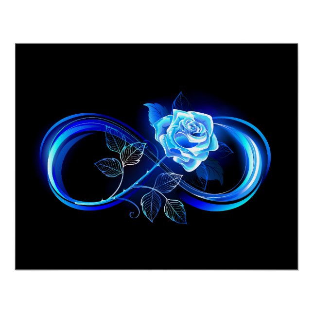 Póster Glowing infinity with blue rose (Anverso)