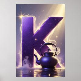 Póster Glowing Letter K Halloween Wall Art for Kids Room