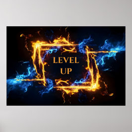 Póster Glowing Magic Fire Portal Elemental Flame Border