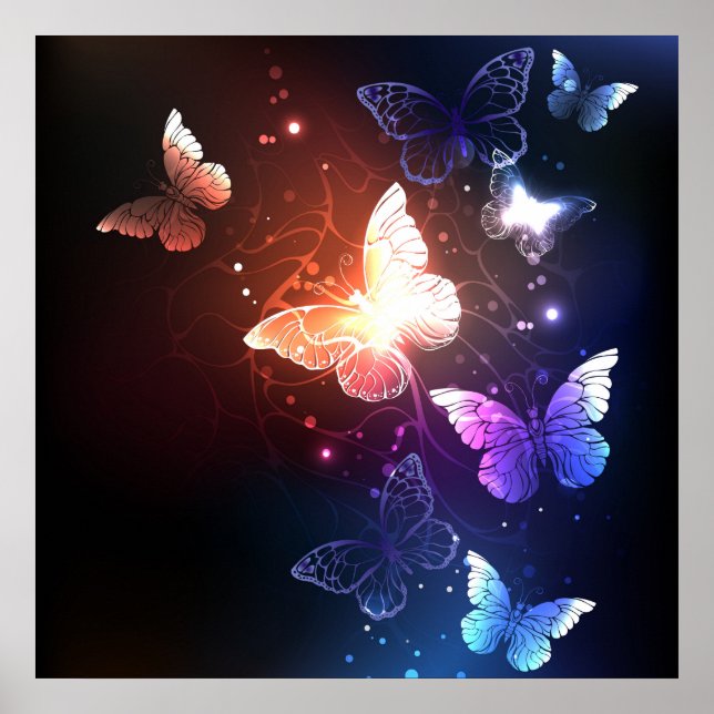 Póster Glowing Night Butterflies (Frente)