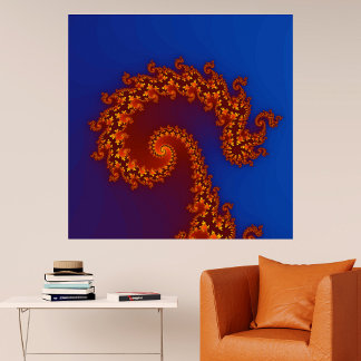 Póster Glowing Spiral Fractal Poster