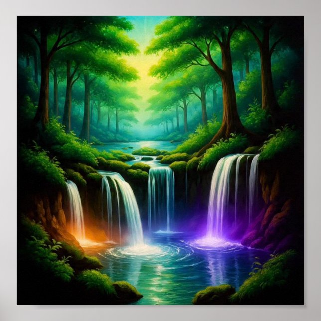 Póster GlowingWaterFallForest (Frente)