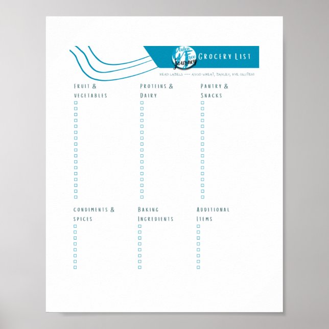 Póster Gluten Free Grocerge List Descargable (Frente)