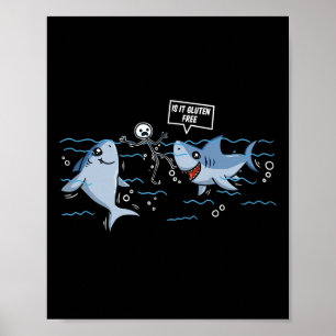 Póster Gluten Free Shark Gift Celiac