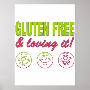 Póster ¡Gluten libre y que lo ama! Alergia del gluten