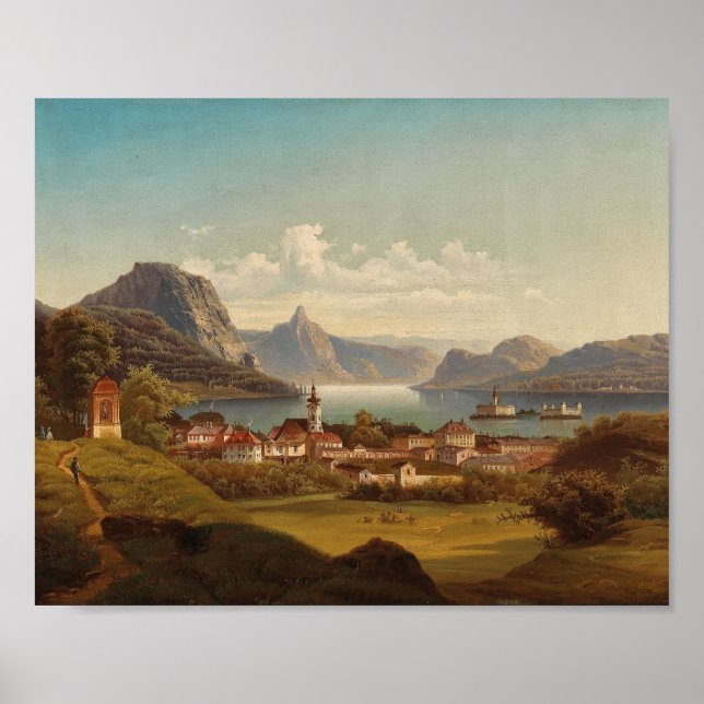 Póster Gmunden mit Schloss Ort | Johann Wilhelm Jankowsky (Frente)