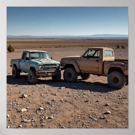 Póster Gnarly Vintage Trucks Enfrentando