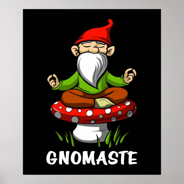 Póster Gnomaste Zen Yoga Garden Gnome Medición (Frente)