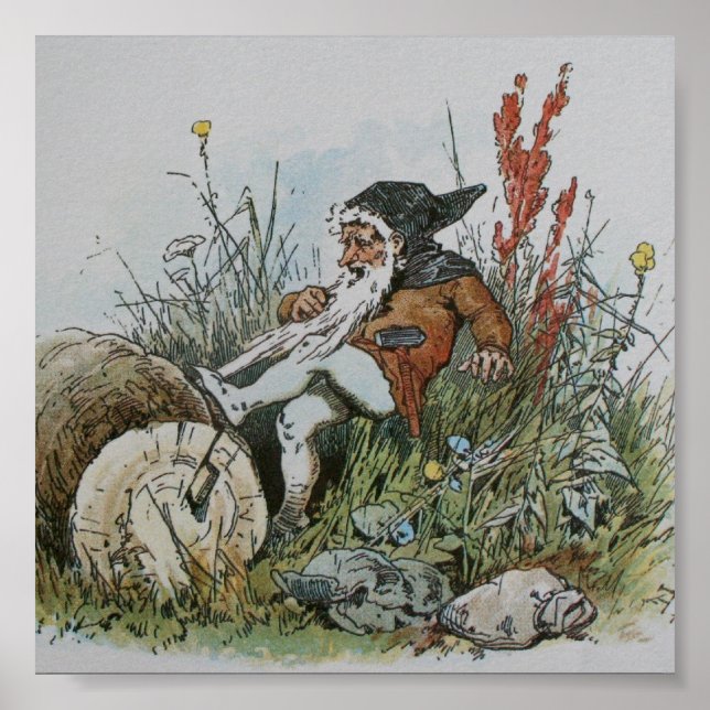Póster Gnome con su barba atrapada en un tronco (Frente)