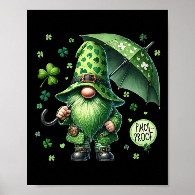 Póster Gnome del Día De St Patricks Con Barba Verde Graci (Frente)