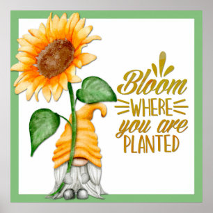Póster Gnome Floral Bloom Where You Are Planted