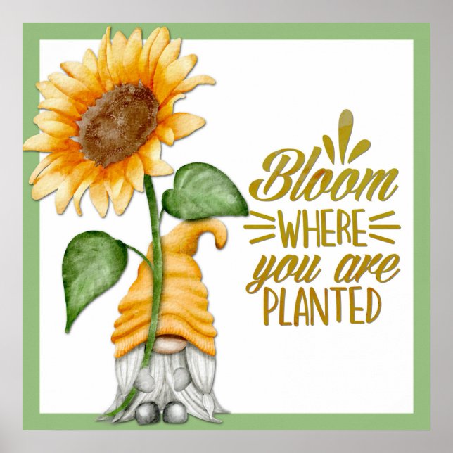 Póster Gnome Floral Bloom Where You Are Planted (Frente)