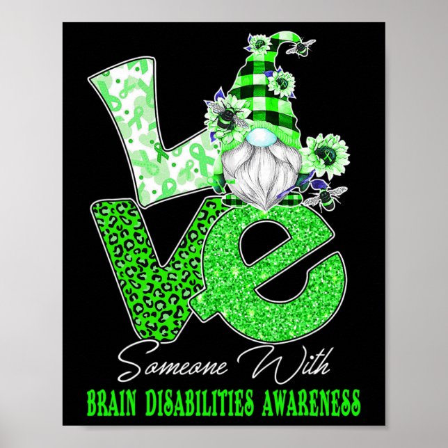 Póster Gnome Flower Love Brain Disabilities Conciencia (Frente)