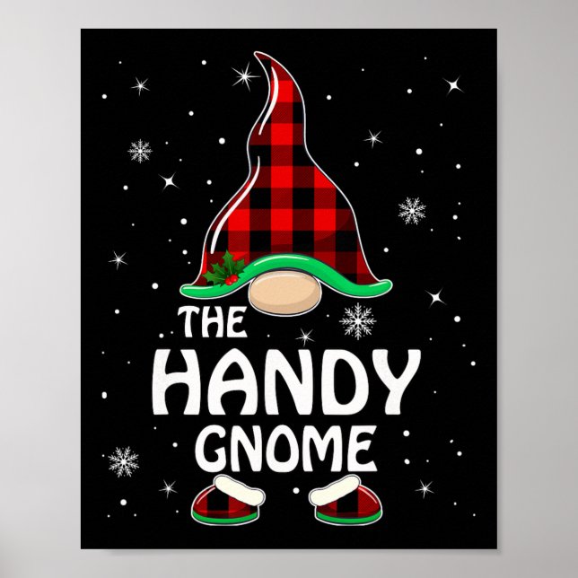 Póster Gnome Handy Buffalo Plaid Matemático Christma (Frente)