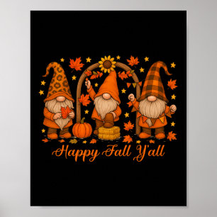 Póster Gnome Happy Fall Yall Pumpkin Otoño Acción de Grac