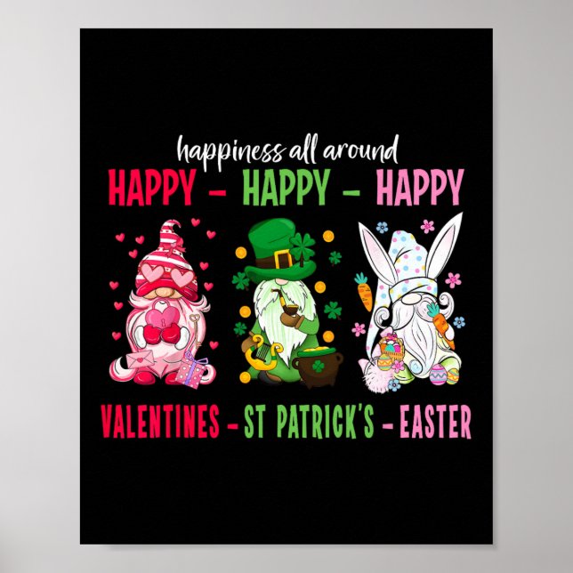 Póster Gnome Happy Valentine St Patrick Easter Happiness  (Frente)
