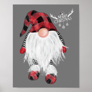 Póster Gnome Jardín Feliz Navidad Búfalo Rojo Paj